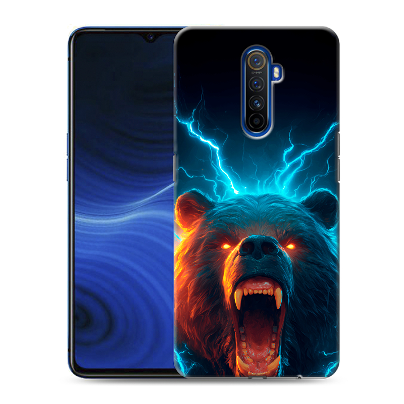 Силиконовый противоударный чехол на Realme X2 Pro с принтом Медведь Силиконовый противоударный чехол на Realme X2 Pro с принтом Медведь