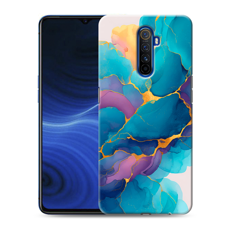Силиконовый противоударный чехол на Realme X2 Pro с принтом Мрамор блестки Силиконовый противоударный чехол на Realme X2 Pro с принтом Мрамор блестки