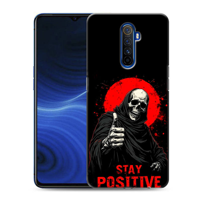 Пластиковый чехол на Realme X2 Pro с принтом смешной скелет Пластиковый чехол на Realme X2 Pro с принтом смешной скелет
