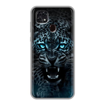 Силиконовый чехол на ZTE Blade 20 Smart с принтом Темный леопард Силиконовый чехол на ZTE Blade 20 Smart с принтом Темный леопард