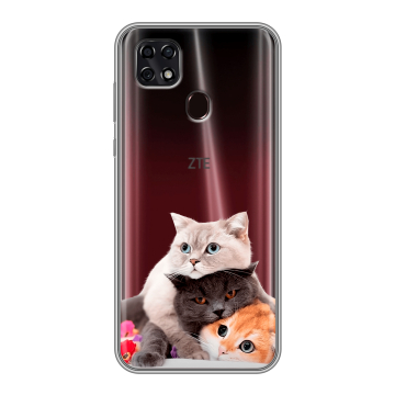 Силиконовый чехол на ZTE Blade 20 Smart с принтом Кошки Силиконовый чехол на ZTE Blade 20 Smart с принтом Кошки