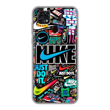 Силиконовый чехол на ZTE Blade 20 Smart с принтом найк nike черный Силиконовый чехол на ZTE Blade 20 Smart с принтом найк nike черный