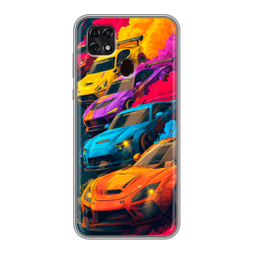 Силиконовый чехол на ZTE Blade 20 Smart с принтом Тачки