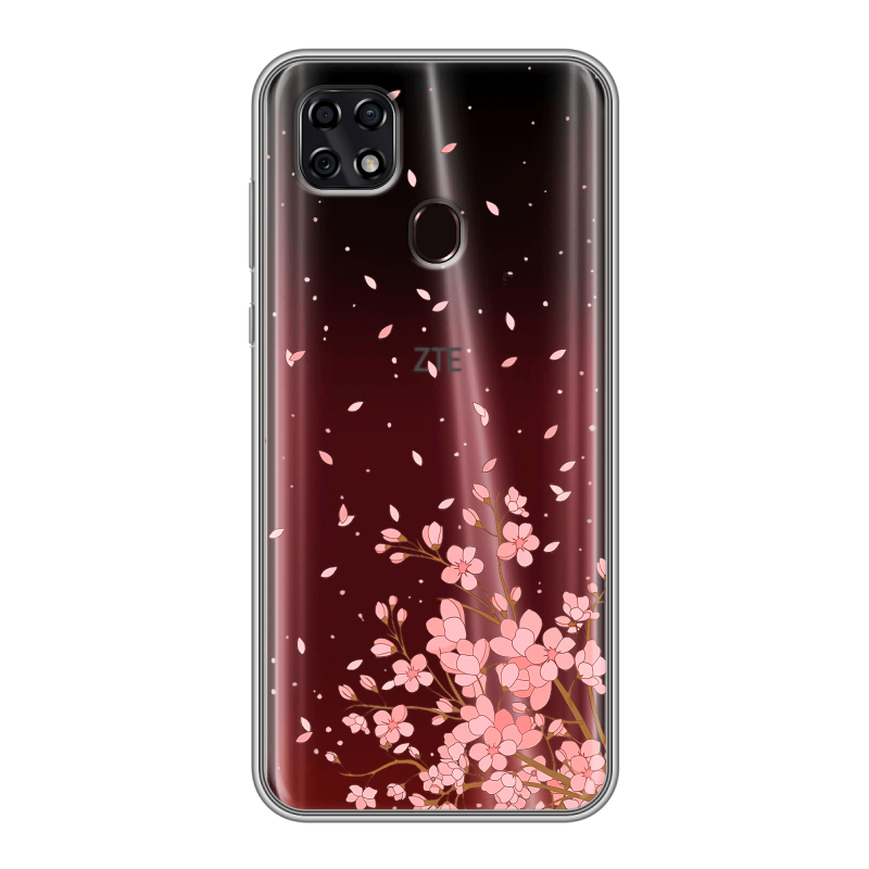 Силиконовый чехол на ZTE Blade 20 Smart с принтом Ветка сакуры Силиконовый чехол на ZTE Blade 20 Smart с принтом Ветка сакуры