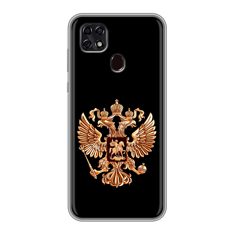 Силиконовый чехол на ZTE Blade 20 Smart с принтом Герб России золотой Силиконовый чехол на ZTE Blade 20 Smart с принтом Герб России золотой