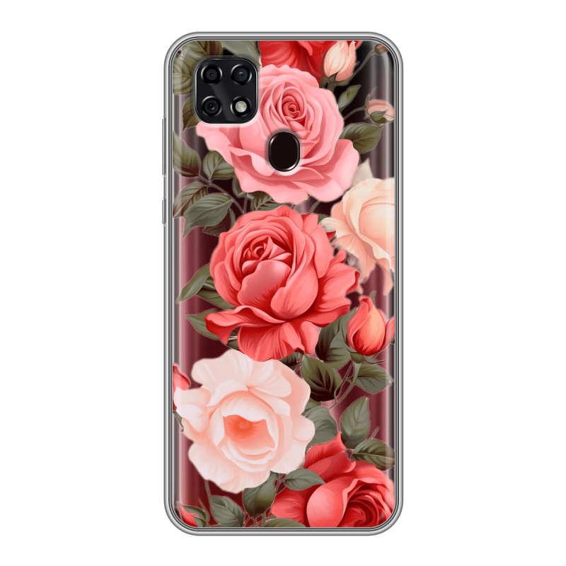 Силиконовый чехол на ZTE Blade 20 Smart с принтом Розы Силиконовый чехол на ZTE Blade 20 Smart с принтом Розы