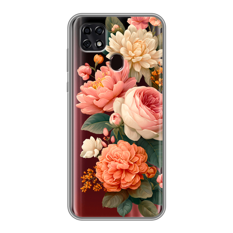 Силиконовый чехол на ZTE Blade 20 Smart с принтом цветы Силиконовый чехол на ZTE Blade 20 Smart с принтом цветы