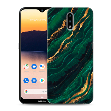 Силиконовый чехол на Nokia 2.3 с принтом Мрамор зеленое золото Силиконовый чехол на Nokia 2.3 с принтом Мрамор зеленое золото