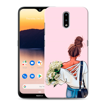 Силиконовый чехол на Nokia 2.3 с принтом Девушка и букет Силиконовый чехол на Nokia 2.3 с принтом Девушка и букет