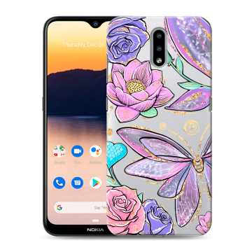 Силиконовый чехол на Nokia 2.3 с принтом Бабочки и цветы Силиконовый чехол на Nokia 2.3 с принтом Бабочки и цветы