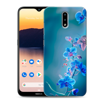 Силиконовый чехол на Nokia 2.3 с принтом Голубые цветы Силиконовый чехол на Nokia 2.3 с принтом Голубые цветы