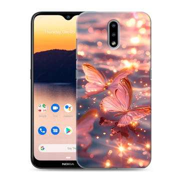 Силиконовый чехол на Nokia 2.3 с принтом бабочки розовые Силиконовый чехол на Nokia 2.3 с принтом бабочки розовые