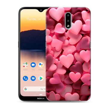 Силиконовый чехол на Nokia 2.3 с принтом розовые сердечки Силиконовый чехол на Nokia 2.3 с принтом розовые сердечки