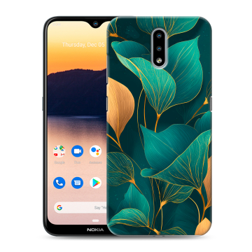 Силиконовый чехол на Nokia 2.3 с принтом Листья и золото