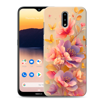 Силиконовый чехол на Nokia 2.3 с принтом Цветы и бабочки