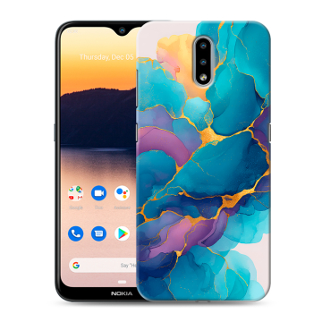 Силиконовый чехол на Nokia 2.3 с принтом Мрамор блестки