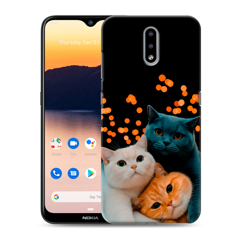 Силиконовый противоударный чехол на Nokia 2.3 с принтом Кошки Силиконовый противоударный чехол на Nokia 2.3 с принтом Кошки