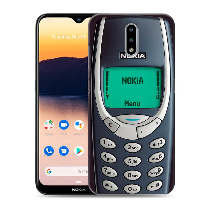 Силиконовый противоударный чехол на Nokia 2.3 с принтом Старый телефон Силиконовый противоударный чехол на Nokia 2.3 с принтом Старый телефон