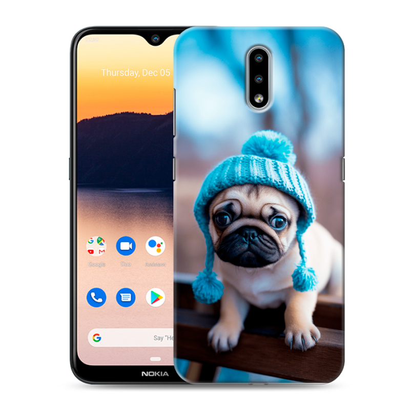 Силиконовый противоударный чехол на Nokia 2.3 с принтом Мопс в шапке Силиконовый противоударный чехол на Nokia 2.3 с принтом Мопс в шапке