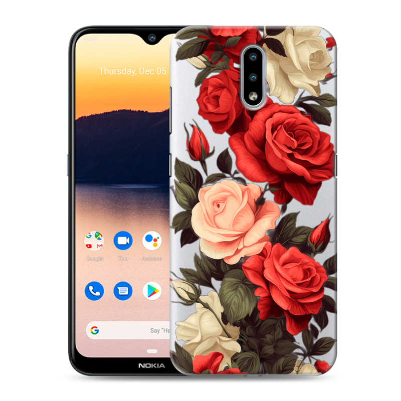 Силиконовый противоударный чехол на Nokia 2.3 с принтом Розы Силиконовый противоударный чехол на Nokia 2.3 с принтом Розы