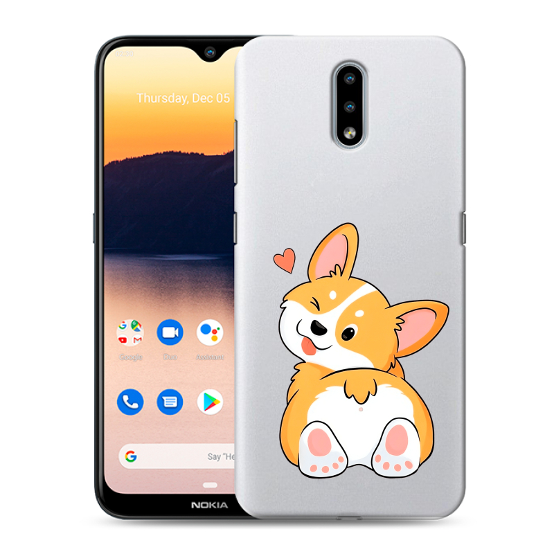 Силиконовый противоударный чехол на Nokia 2.3 с принтом Корги Силиконовый противоударный чехол на Nokia 2.3 с принтом Корги