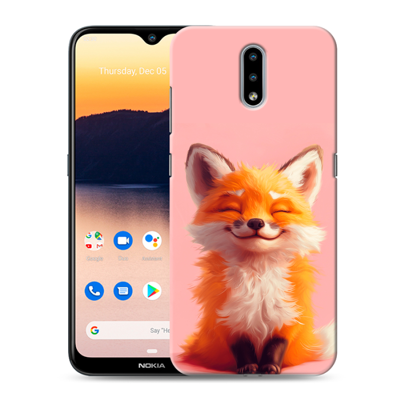 Силиконовый противоударный чехол на Nokia 2.3 с принтом милая лиса Силиконовый противоударный чехол на Nokia 2.3 с принтом милая лиса