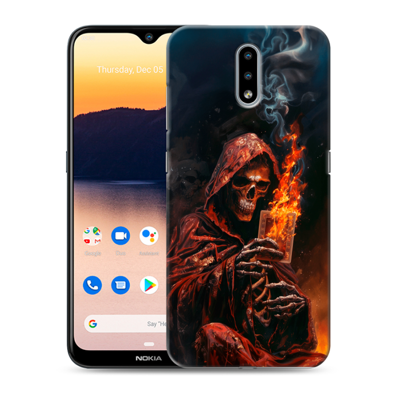 Силиконовый чехол на Nokia 2.3 с принтом Скелет и карты Силиконовый чехол на Nokia 2.3 с принтом Скелет и карты