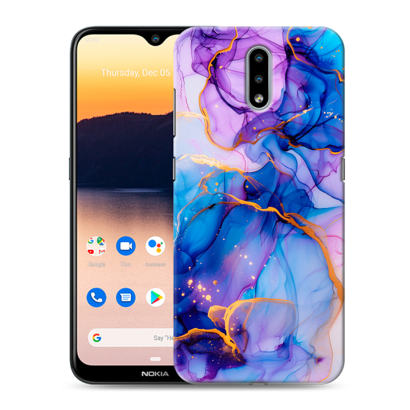 Силиконовый чехол на Nokia 2.3 с принтом синий мрамор Силиконовый чехол на Nokia 2.3 с принтом синий мрамор