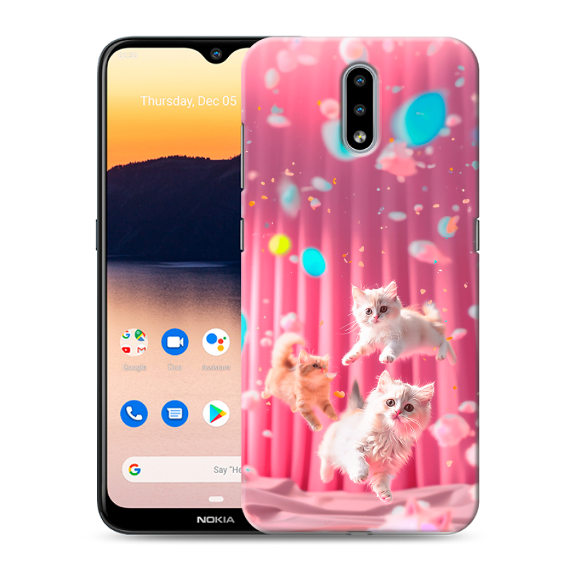 Силиконовый противоударный чехол на Nokia 2.3 с принтом милые котики Силиконовый противоударный чехол на Nokia 2.3 с принтом милые котики