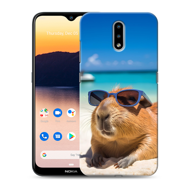 Силиконовый противоударный чехол на Nokia 2.3 с принтом Капибара Силиконовый противоударный чехол на Nokia 2.3 с принтом Капибара