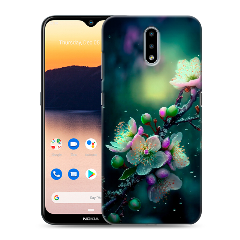 Силиконовый чехол на Nokia 2.3 с принтом Цветы и мрамор Силиконовый чехол на Nokia 2.3 с принтом Цветы и мрамор