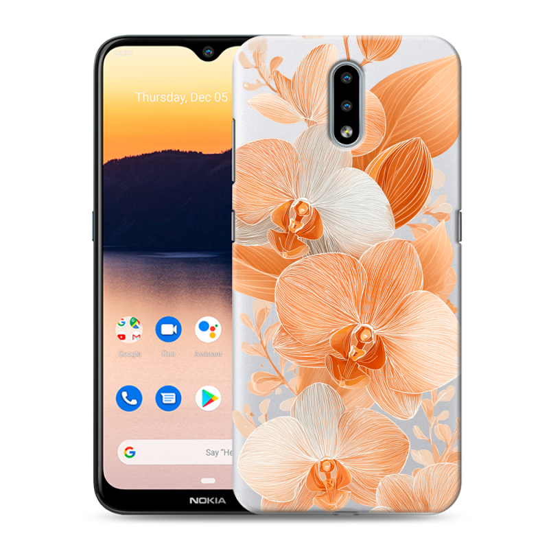 Силиконовый чехол на Nokia 2.3 с принтом Бежевые цветы Силиконовый чехол на Nokia 2.3 с принтом Бежевые цветы
