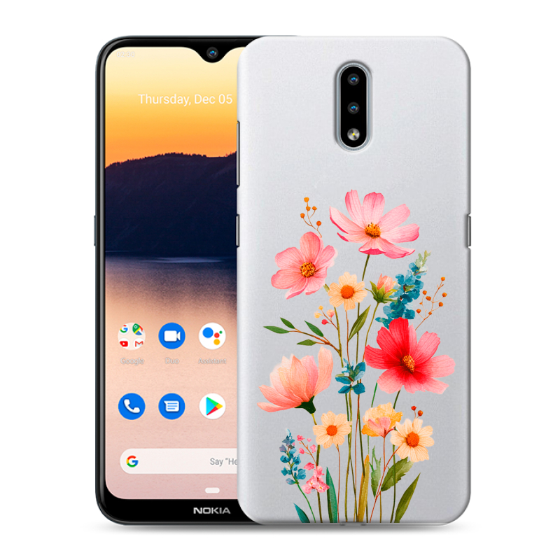 Силиконовый противоударный чехол на Nokia 2.3 с принтом Цветы Силиконовый противоударный чехол на Nokia 2.3 с принтом Цветы