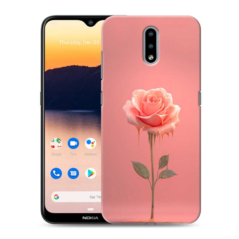 Силиконовый противоударный чехол на Nokia 2.3 с принтом Розовая роза Силиконовый противоударный чехол на Nokia 2.3 с принтом Розовая роза