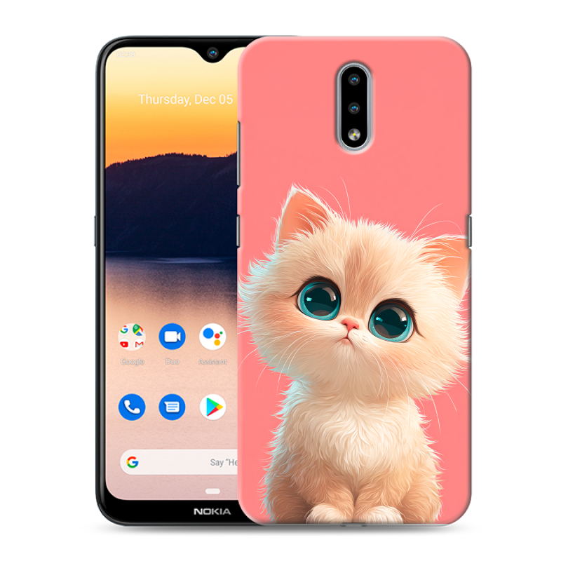 Силиконовый противоударный чехол на Nokia 2.3 с принтом Розовый котенок Силиконовый противоударный чехол на Nokia 2.3 с принтом Розовый котенок