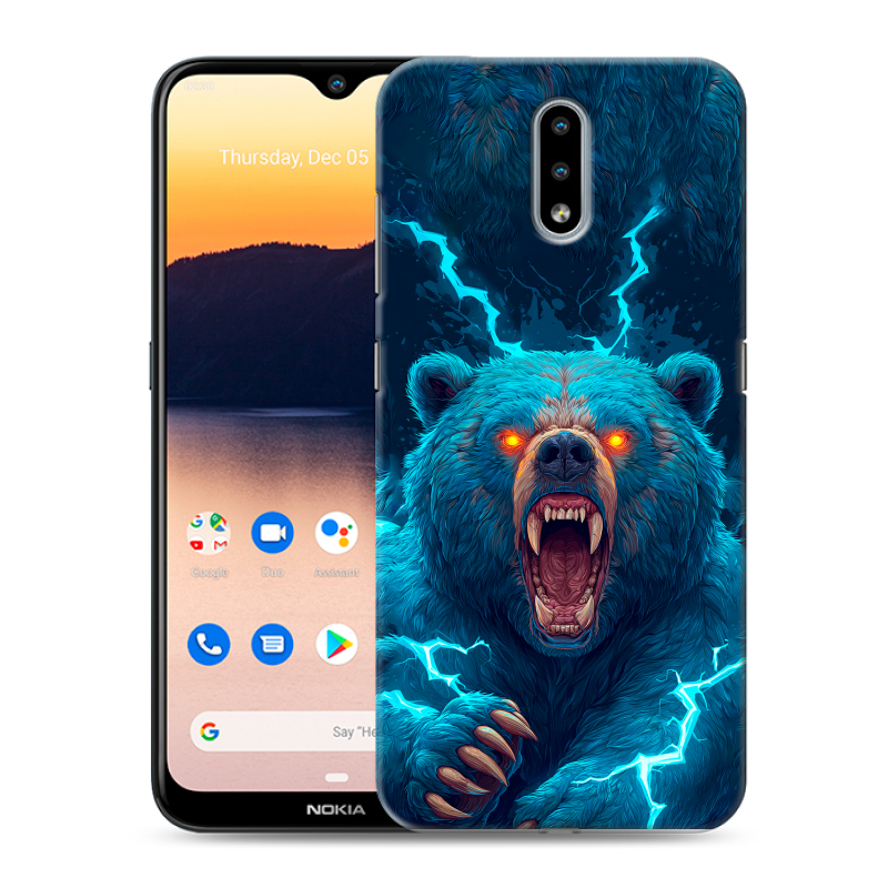 Силиконовый противоударный чехол на Nokia 2.3 с принтом Медведь Силиконовый противоударный чехол на Nokia 2.3 с принтом Медведь