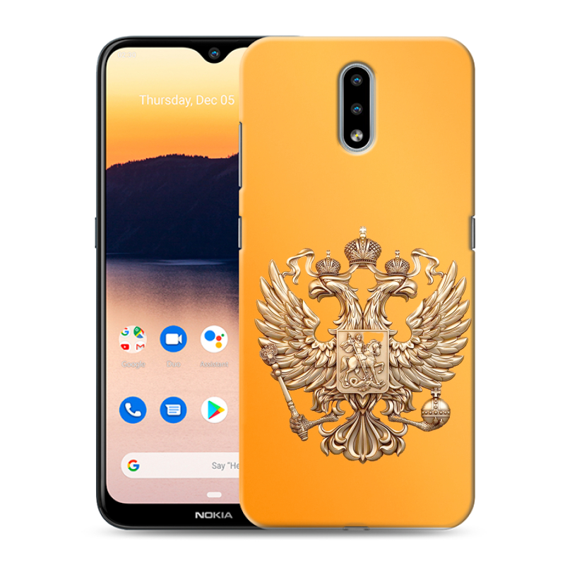Силиконовый противоударный чехол на Nokia 2.3 с принтом Герб Флаг России Силиконовый противоударный чехол на Nokia 2.3 с принтом Герб Флаг России