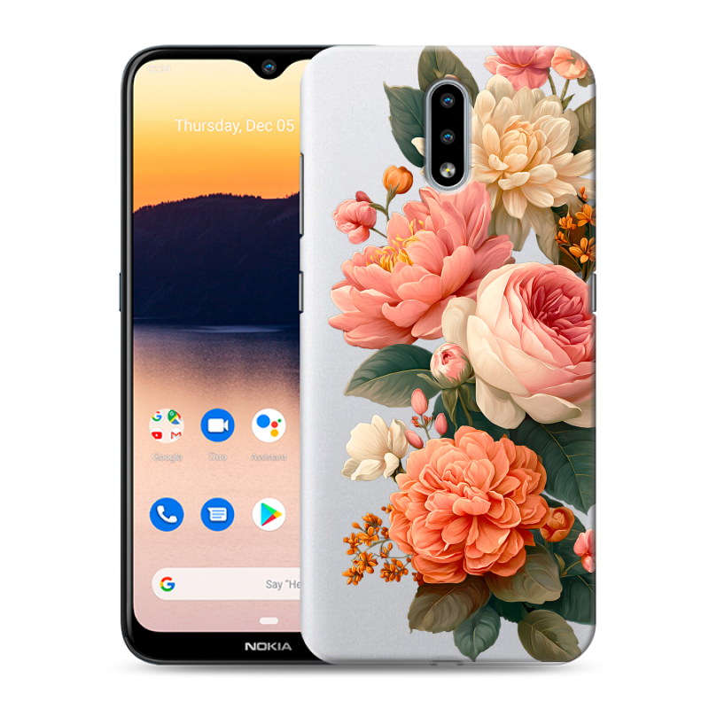 Силиконовый противоударный чехол на Nokia 2.3 с принтом цветы Силиконовый противоударный чехол на Nokia 2.3 с принтом цветы