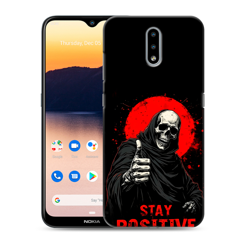 Силиконовый противоударный чехол на Nokia 2.3 с принтом смешной скелет Силиконовый противоударный чехол на Nokia 2.3 с принтом смешной скелет