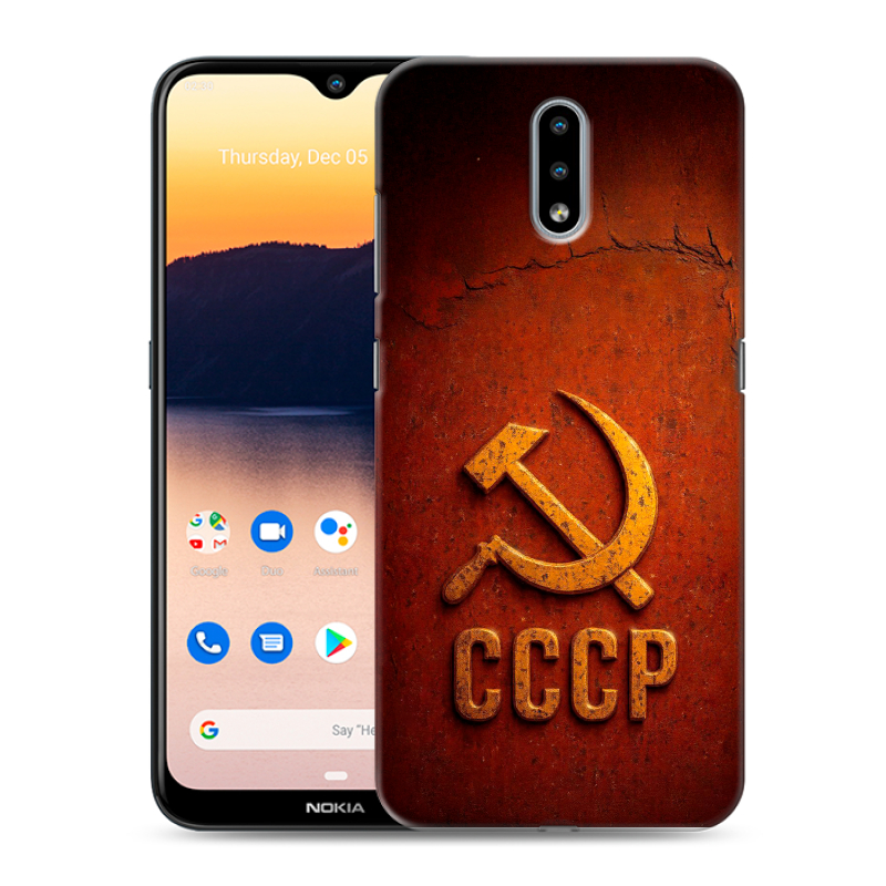 Силиконовый противоударный чехол на Nokia 2.3 с принтом Флаг Герб СССР Силиконовый противоударный чехол на Nokia 2.3 с принтом Флаг Герб СССР