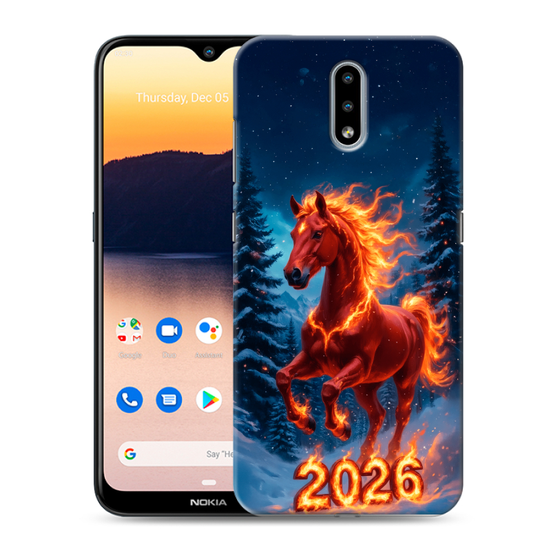 Силиконовый чехол на Nokia 2.3 с принтом Новый год коня Силиконовый чехол на Nokia 2.3 с принтом Новый год коня