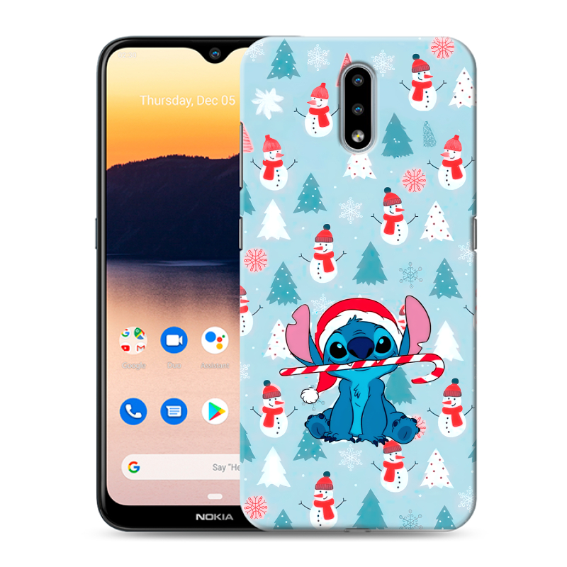 Силиконовый противоударный чехол на Nokia 2.3 с принтом Стич Новый год Силиконовый противоударный чехол на Nokia 2.3 с принтом Стич Новый год