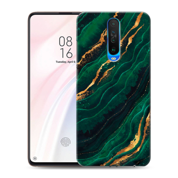 Силиконовый чехол на Xiaomi RedMi K30 с принтом Мрамор зеленое золото Силиконовый чехол на Xiaomi RedMi K30 с принтом Мрамор зеленое золото