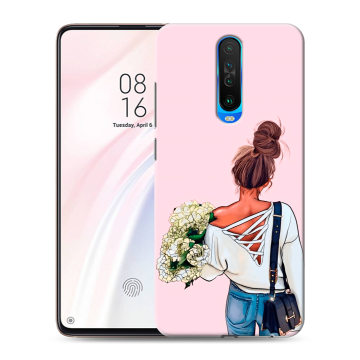 Силиконовый чехол на Xiaomi RedMi K30 с принтом Девушка и букет Силиконовый чехол на Xiaomi RedMi K30 с принтом Девушка и букет