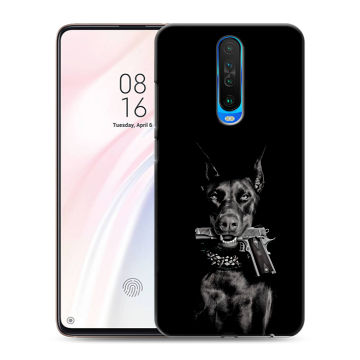 Силиконовый чехол на Xiaomi RedMi K30 с принтом Доберман и пистолет Силиконовый чехол на Xiaomi RedMi K30 с принтом Доберман и пистолет