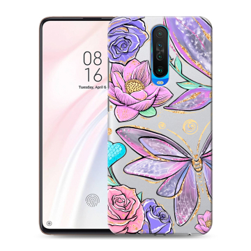 Силиконовый чехол на Xiaomi RedMi K30 с принтом Бабочки и цветы