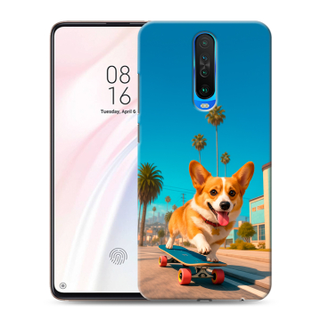Силиконовый чехол на Xiaomi RedMi K30 с принтом Корги на скейте