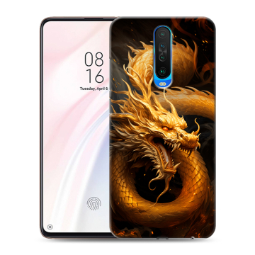 Силиконовый чехол на Xiaomi RedMi K30 с принтом Золотой дракон