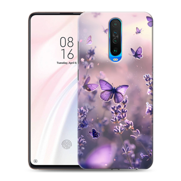 Силиконовый чехол на Xiaomi RedMi K30 с принтом бабочки и лаванда