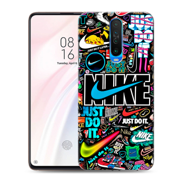 Силиконовый чехол на Xiaomi RedMi K30 с принтом найк nike черный